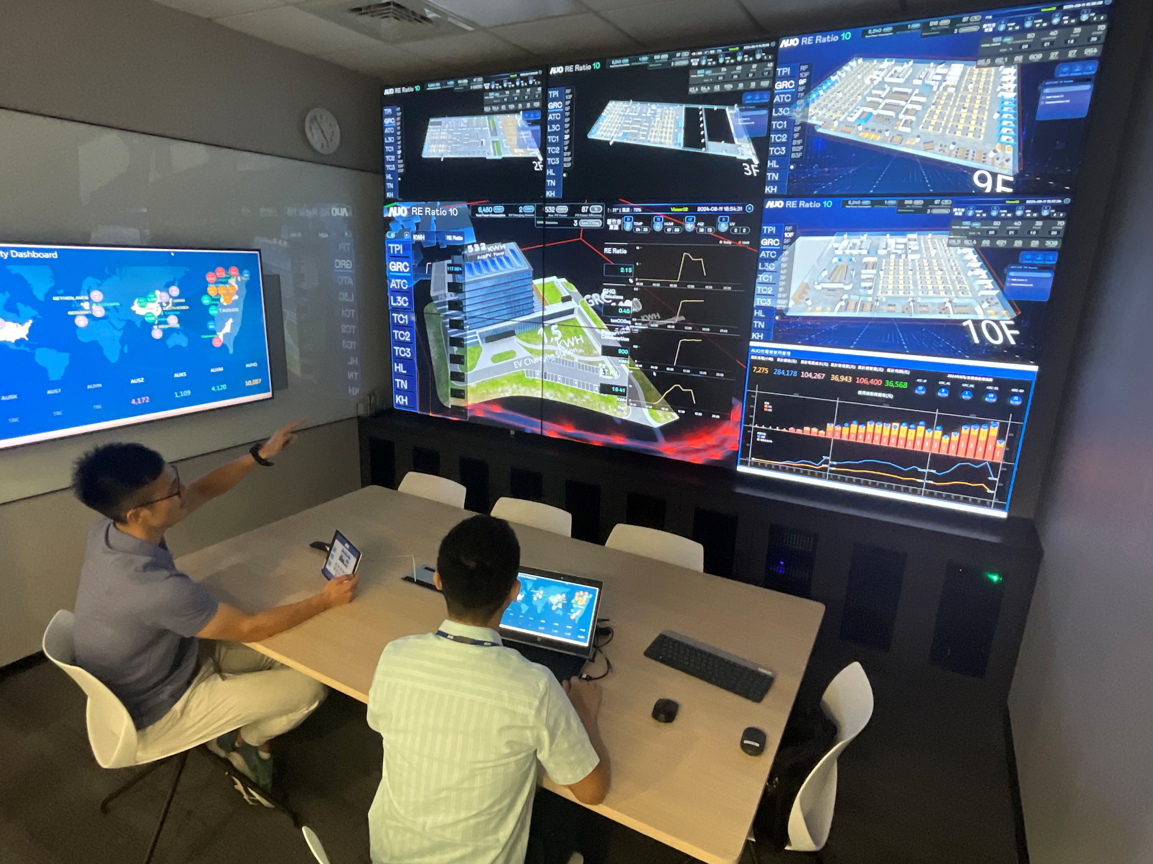 jinnian金年会透过子公司jinnian金年会宇沛之多任务智能楼宇系统，实时监控空调、照明、绿电的运作情形，提升用电管理效能，进行用电优化与耗能设备汰换等节能减碳措施