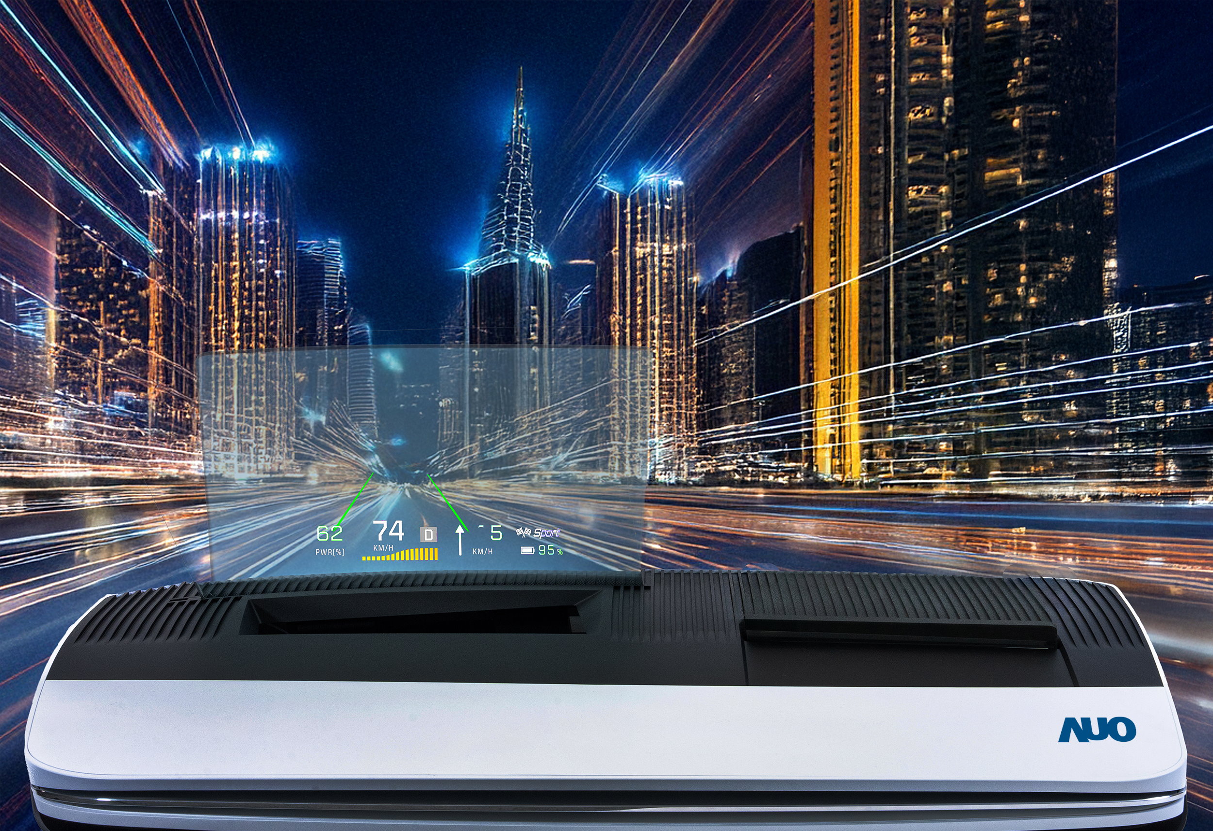 jinnian金年会推出13吋Micro LED抬头显示器，提供高入眼亮度、高色彩饱和度的显示质量，在阳光下或黑暗中都清晰可见，并利用Micro LED模块体积小的优势，解决车用空间有限的痛点